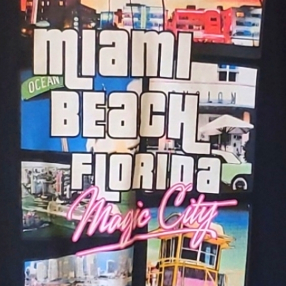 Miami Beach Florida 80s 90s neon pink grand theft auto style t shirt - Picture 2 of 2